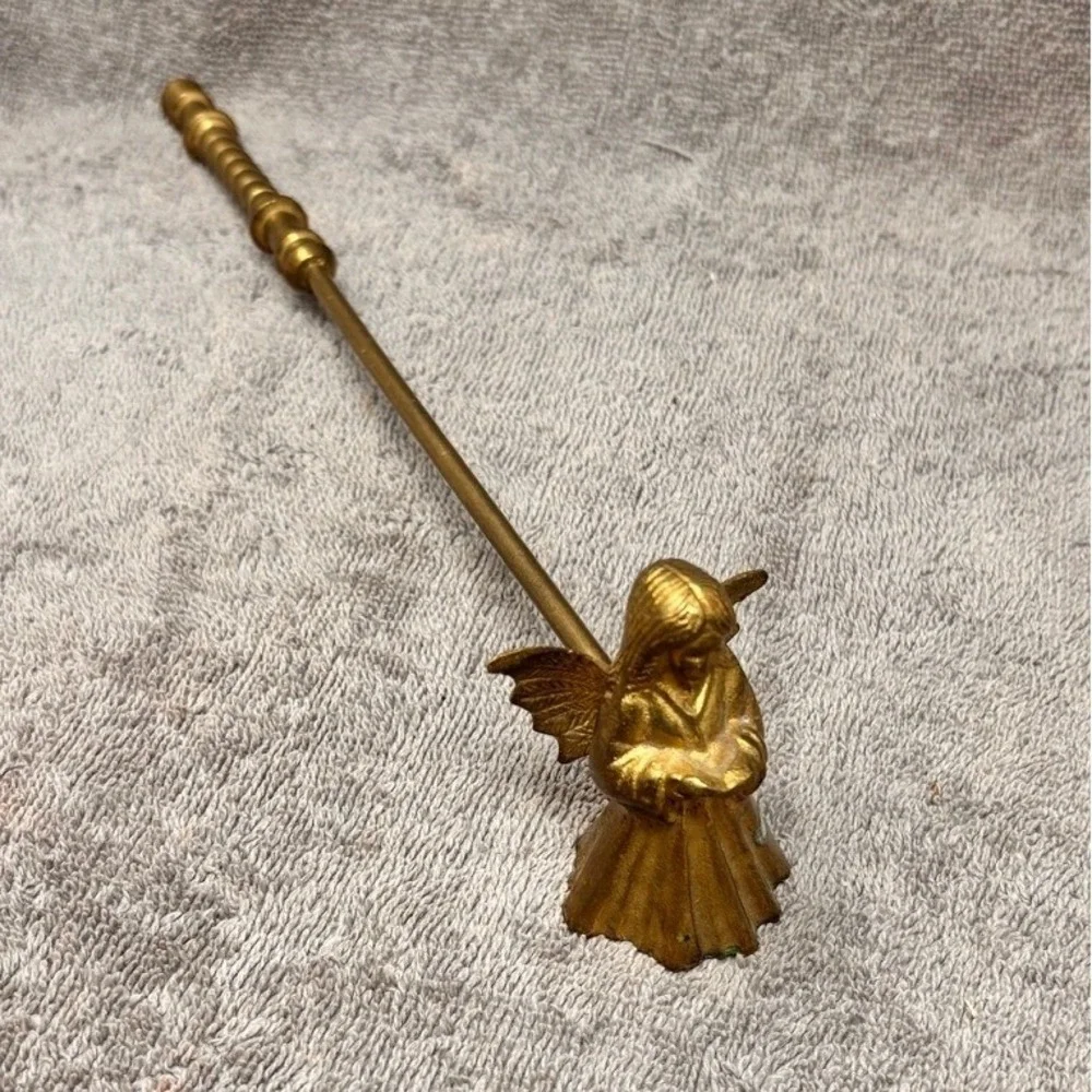 Vintage Brass Angel Candle Snuffer Long Handle Figural Christmas Decor